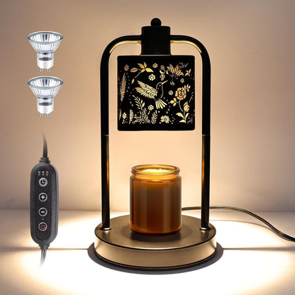 Candle Warmer Lamp Electric with Timer: Wax Melts Warmer - Dimmable Candle Wax Warmer Electric Candle Warmer with Replacement Bulbs, Bedroom Home Decor Compatible with Various Candles-Linen