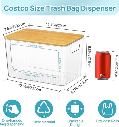 Vtopmart 2 Pack Trash Bag Holder, Stackable Garbage Bag Dispenser for 13/30/33 Gallon Bags, Clear Organizer Bins for Under Kitchen Sink, Laundry Room Organization and Storage