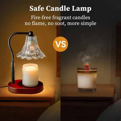 Candle Warmer Lamp – Dimmable Candle Lamp with Timer, Adjustable Height for Jar Candles (Oak)