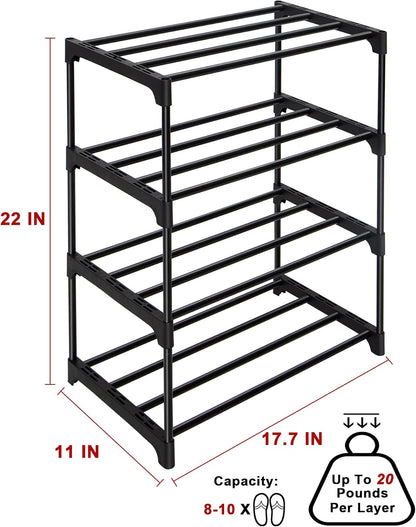 LNYZQUS Small Kids Shoe Rack, 4 Tier Pink Shoe Organizer Shoe Shelf for Closet,Stackable Narrow Shoe Stand Slim Zapateras Organizer,Cute Toddler Shoe Rack Floor for Women & Girls-Full Pink