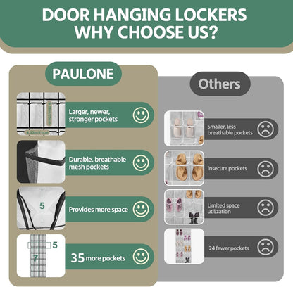 PAULONE 12 Pocket Over the Door Shoe Organizer,Reusable Breathable Large Mesh Bag Men's & Women's Sneaker Organizer,Shoe Organizer for Kids,Hanging Shoe Storage Hanging Bag (White)