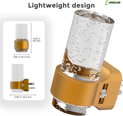 L LOHAS LED Night Light,Dimmable Night Lights Plug into Wall, 2 Pack Acrylic Nightlight with 0-100 LM Adjustable Brightness, 3000K Plug in Night Light with Dusk to Dawn Sensor, for Bathroom Hallway