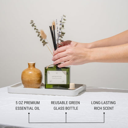 Craft & Kin Reed Diffuser with Dried Flowers | 5 oz Sicilian Citrus & Eucalyptus Scented Fall Reed Diffusers for Home, Bathroom | Scent Sticks | Elegant Fragrance Home Decor for Men & Women