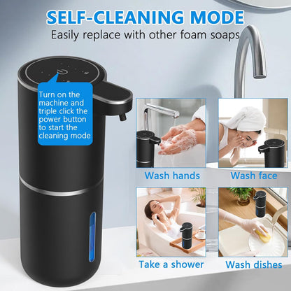 Automatic Soap Dispenser Touchless, USB Rechargeable Automatic Foaming Soap Dispenser, 12.8oz/380mL, 4 Level Adjustable, 1500mAh Smart Wall Mounted for Bathroom Kitchen Dish/Hand Soap