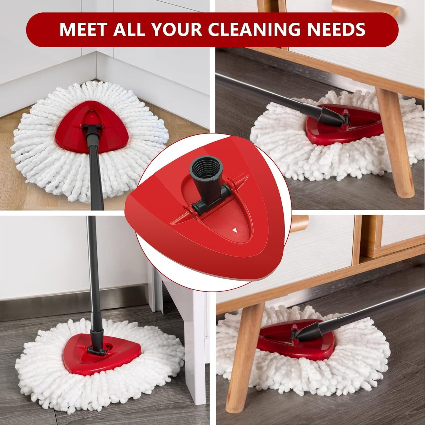 Easywring 1-Tank System,Mop Replacement Heads for O-Ceda Mop Replace Head, Spin Mop Heads Replacements, Microfiber Spin Mop Refills, Easy Cleaning Mop Head Replacement (White-3pcs)