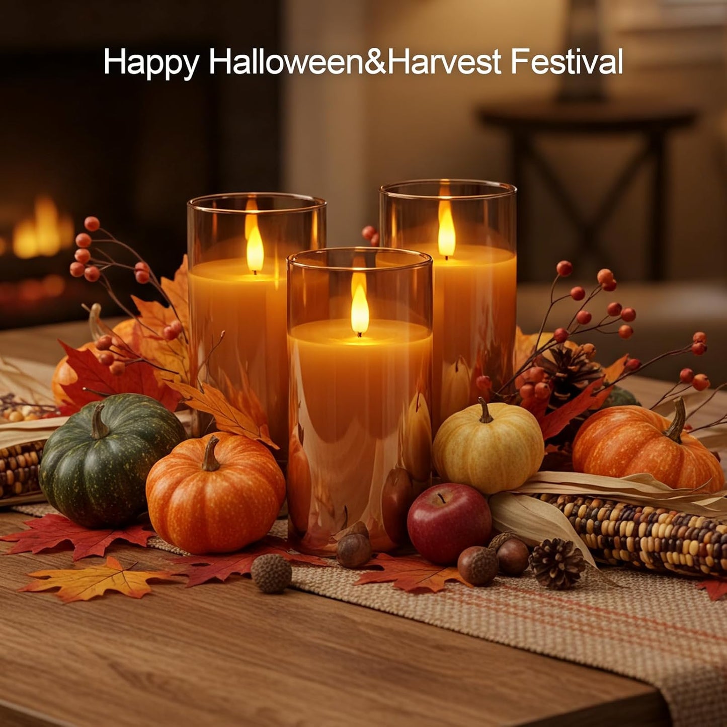 5plots Glass Battery Operated White Flameless Candles with Remote Timer, 3D Wick Real Wax Pillar Led Candles Warm Flickering Light for Indoor Home, Halloween, Christmas Decor, Set of 3, D3 x H4 5" 6"