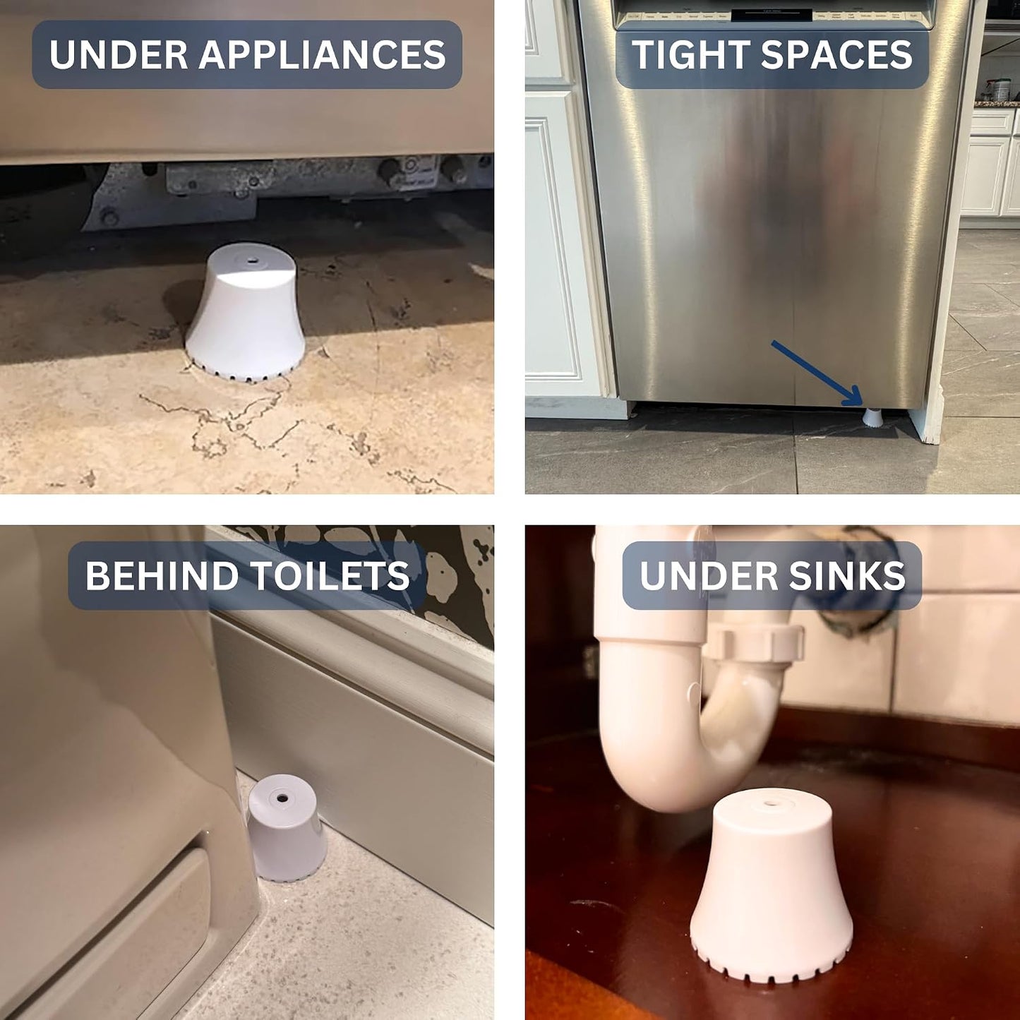 Flood Buzz Small Water Leak Detectors for Homes & Businesses - 6-Pack | No Setup Required - Patented Design - Use Under Sink, Toilet, Basement, RV, Water Heater, Dishwasher - Reusable Alarm