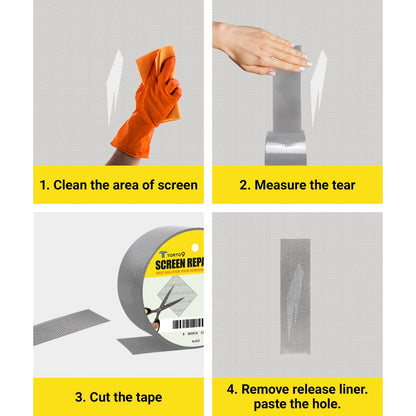TORTO9 Window Screen Repair Kit, 3-Layer Strong Adhesive & Waterproof Tape Fiberglass Covering mesh (Black, 2 Inch x 6.5 FT)