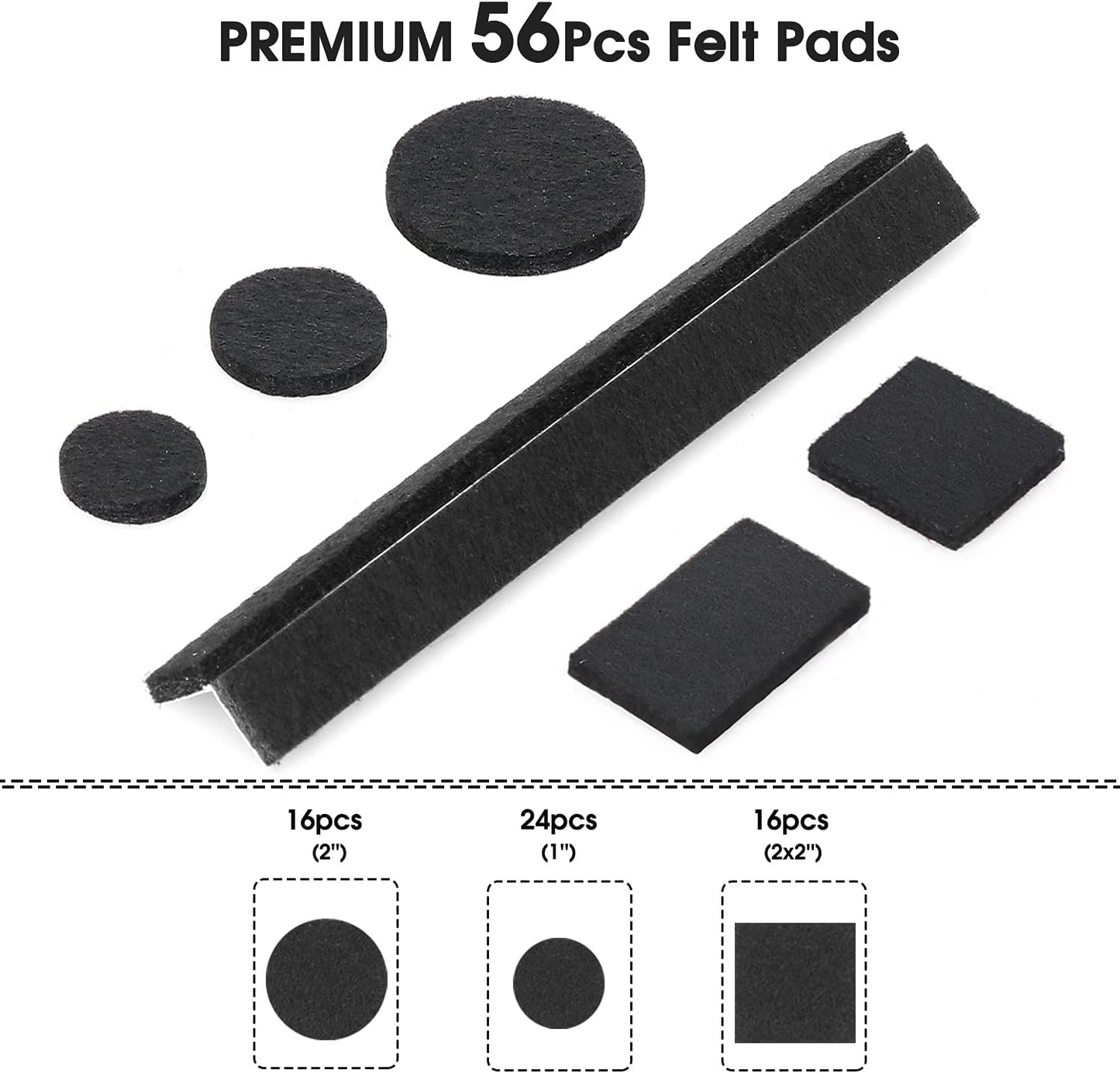 Yelanon Felt Furniture Pads for Hardwood Floors -36 Pcs 2" Premium Floor Protectors for Furniture, Felt Pads for Chair Legs, Black