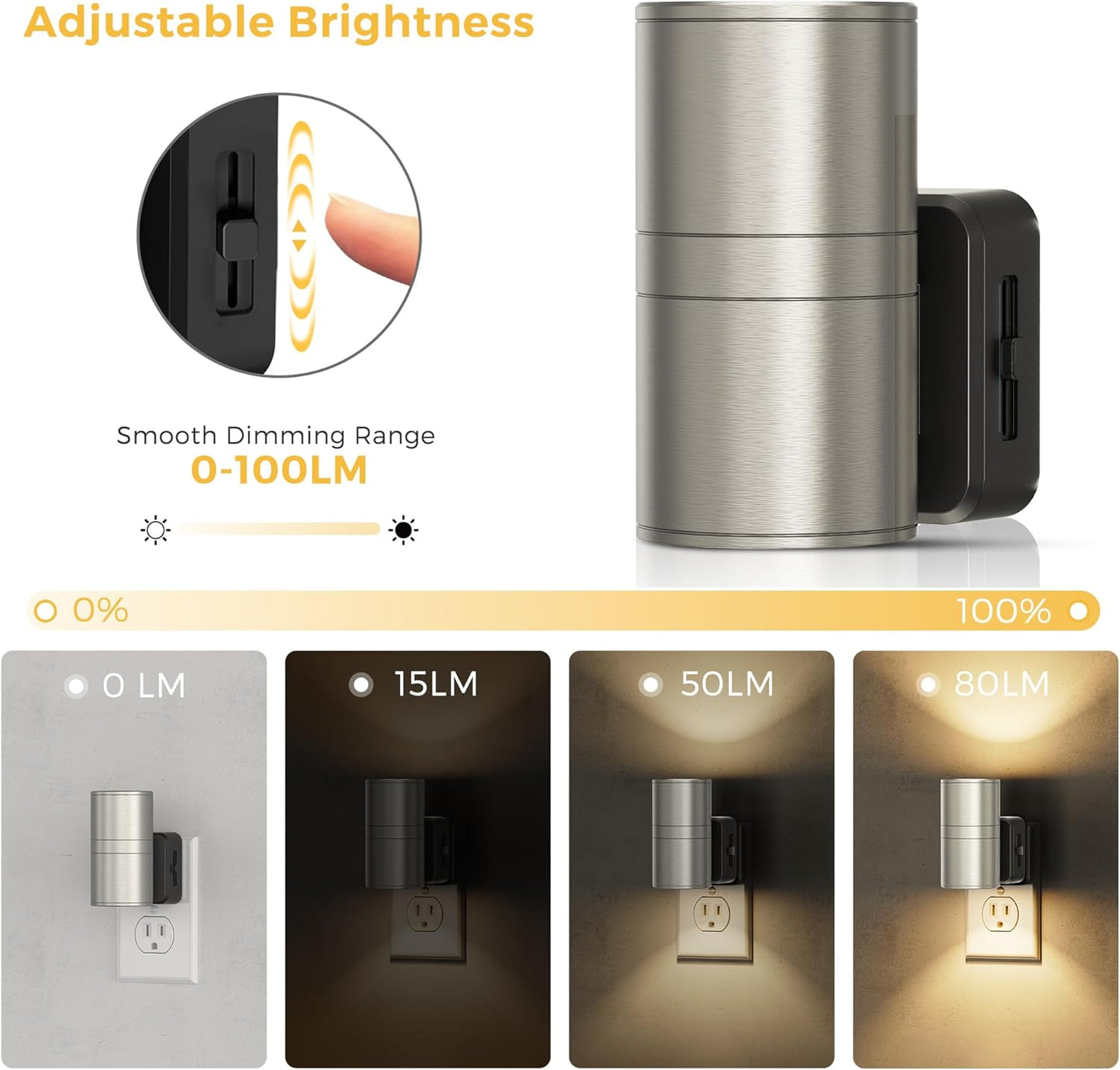 L LOHAS LED Night Light Plug in, Night Lights Plug into Wall, Light Sensor, 0-100LM Soft White 3000K, Dimmable Night Light, Modern Nightlight for Kids Bathroom Hallway Bedroom Kitchen Stairway, 2 Pack