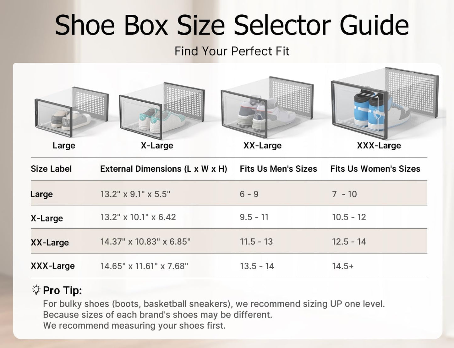 Kuject X-Large Shoe Storage Boxes Organizers for Closet 12 Pack, Fit Size 11,Clear Plastic Stackable Sneaker Containers for Entryway, Space Saving Shoe Rack, Brown