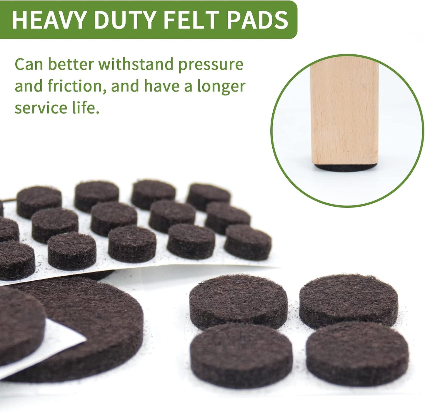Felt Furniture Pads for Hardwood Floors 48 PCS, Furniture Pads, Floor Protectors for Hardwood Floors, Felt Pads for Furniture, Round, Dark Brown