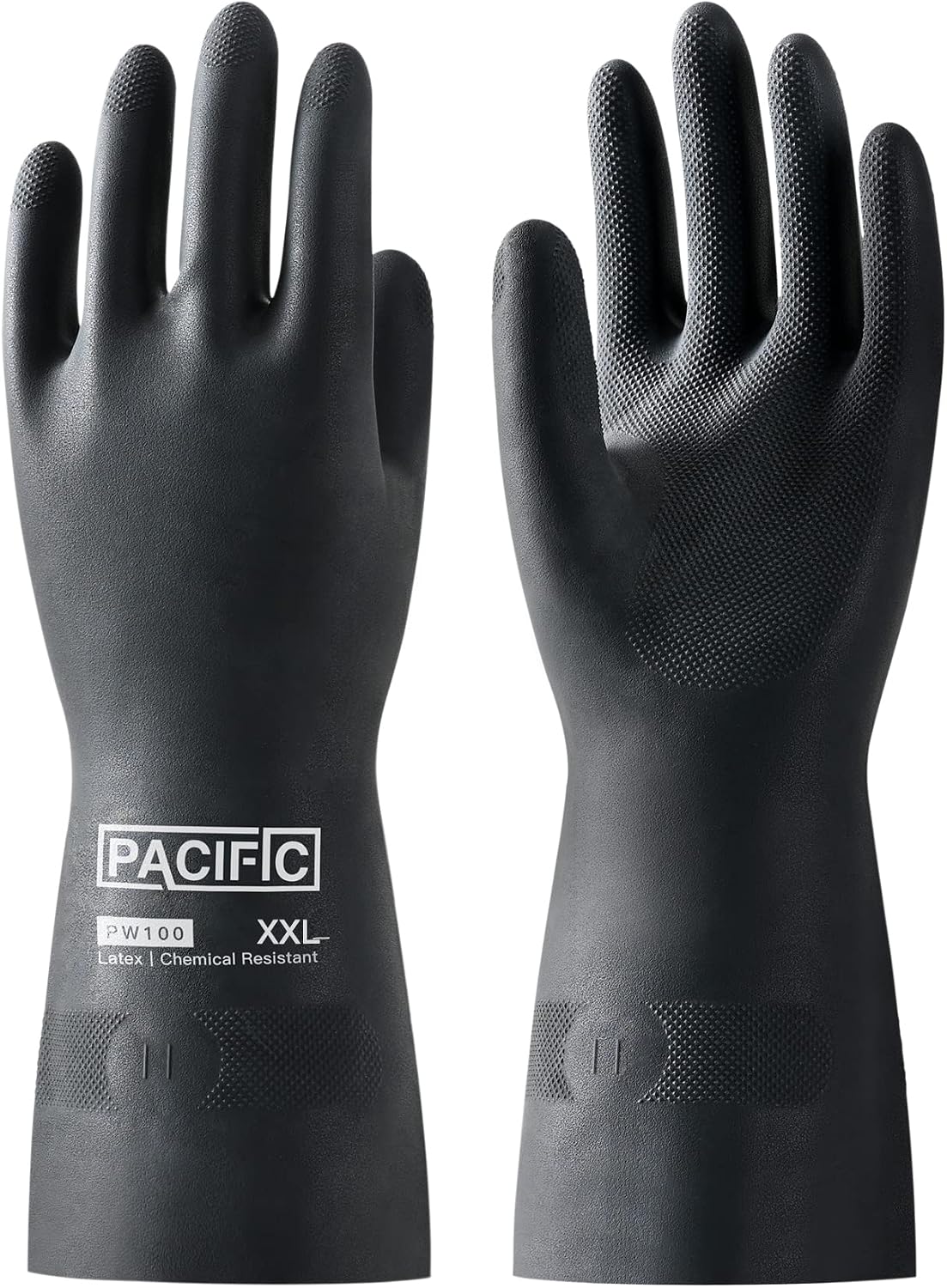 PACIFIC PPE Heavy Duty Latex Chemical Gloves, Strong Acid Resistance Rubber Gloves, Against Alkali and Oil, 22", 1 Pair