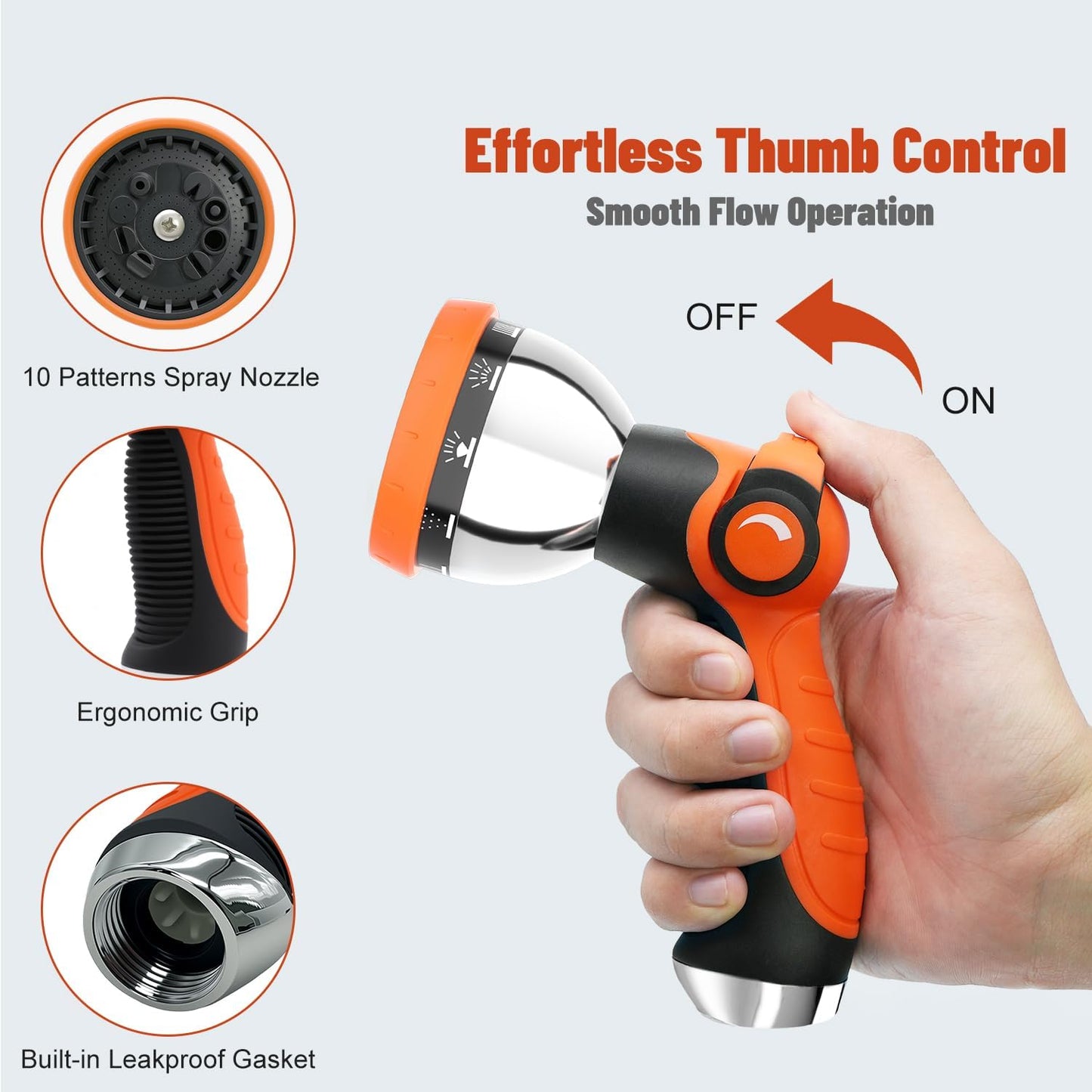 Besiter Garden Hose Nozzle Sprayer: 2 Pack 10 Watering Patterns Spray Nozzles Heavy Duty Hose Head Hose Attachment