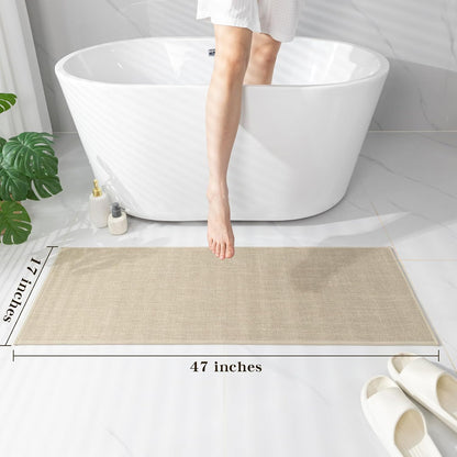 chakme Bathroom Rugs Mat 24x17, Ultra Thin Non Slip Bath Mat Small Quick Dry Absorbent Bath Mat for Bathroom Floor, (Dark Beige, 24"x17")