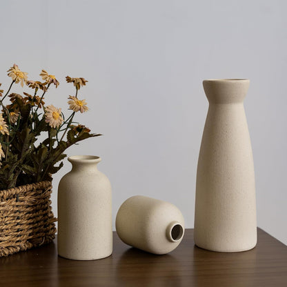 Ceramic Vase Set, 3 Small Flower vases for Decor, Home Decorative Vase, Modern Boho Farmhouse Home Decor Vases, Living Room,Table Shelf, Centerpieces Decoration(#2)