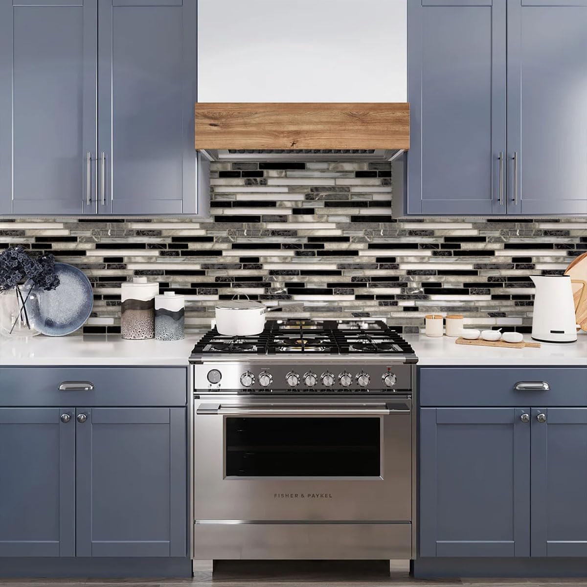 Livebor Peel and Stick Backsplash Wallpaper Kitchen Backsplash Wallpaper 11.8inch x 118.1inch Tile Contact Paper Kitchen Peel and Stick Countertops Waterproof Contact Paper for Bathroom Tile Vinyl