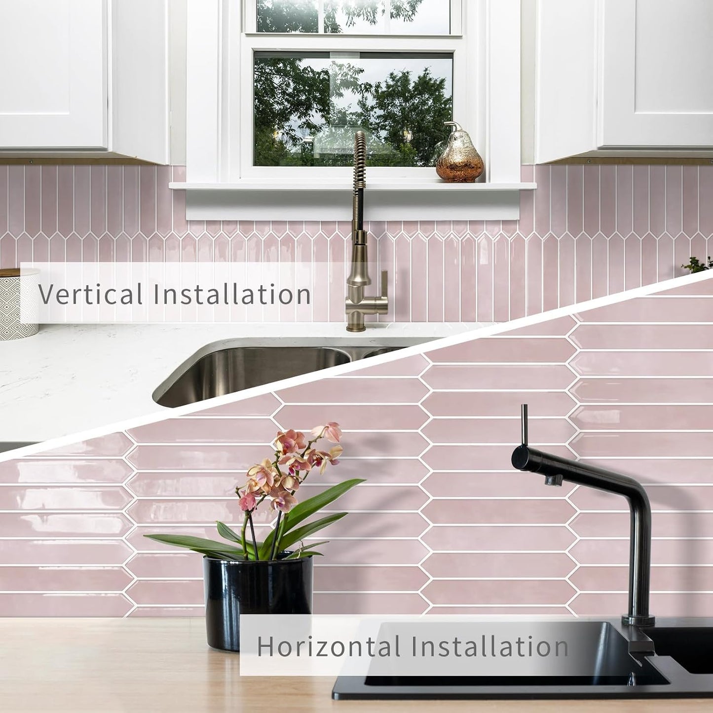 10 Sheets Long Hexagon Tile Peel and Stick Backsplash | Self-Adhesive Wall Tiles Stick on Back Splash for Kitchen, Bathroom, Fireplace,RV(Green,12"×12")