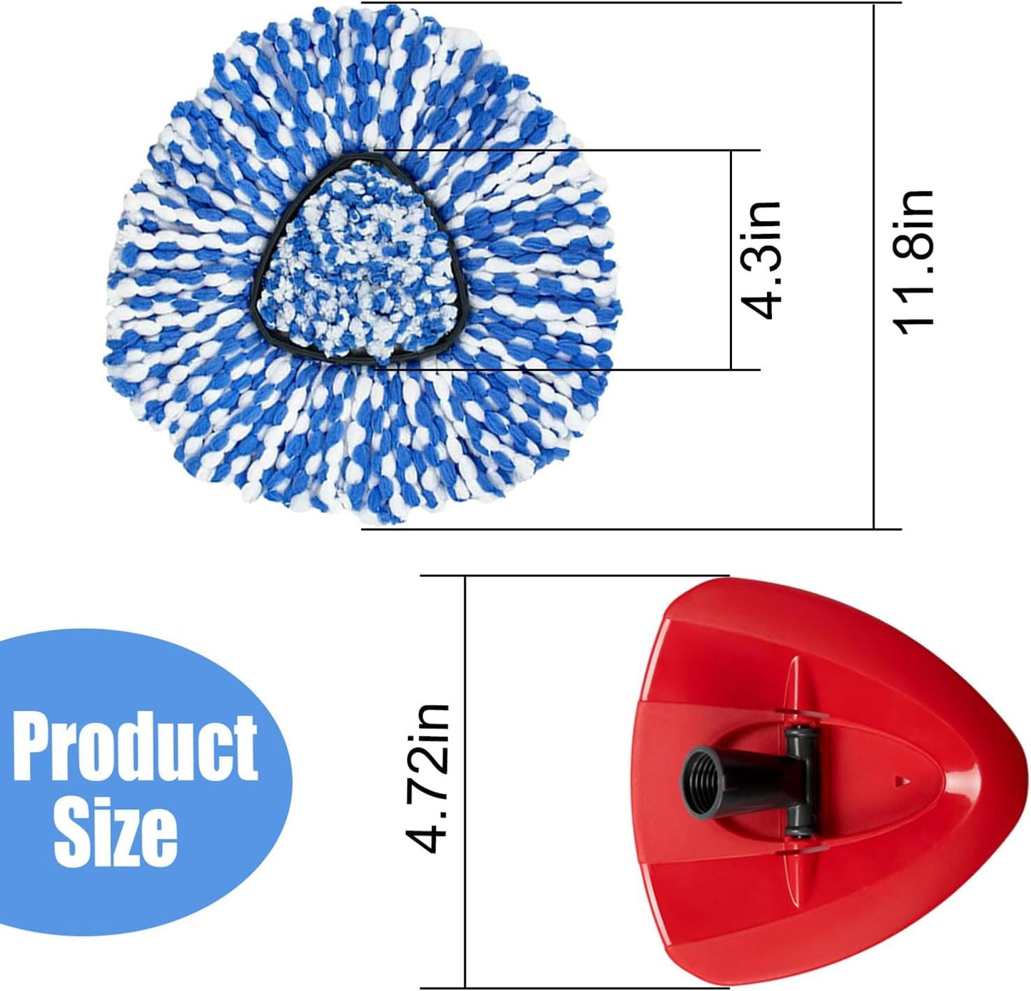 7-Pack Mop Replace Heads Compatible for O Ceda, Spin Mop Refill Head Replacement for RinseClean 2-Tank System - Fluffy Microfiber, Machine Washable and Easy to Replace