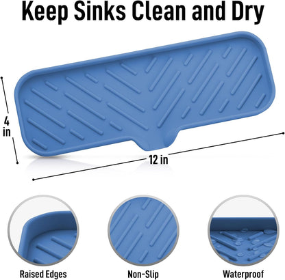 Zulay Kitchen (9x3.5in) Sponge Holder for Kitchen Sink - Flexible Heavy-Duty Multipurpose Sink Caddy - Counter Organizer for Kitchen, Bathroom, Makeup, Trinkets & More! (Grey)