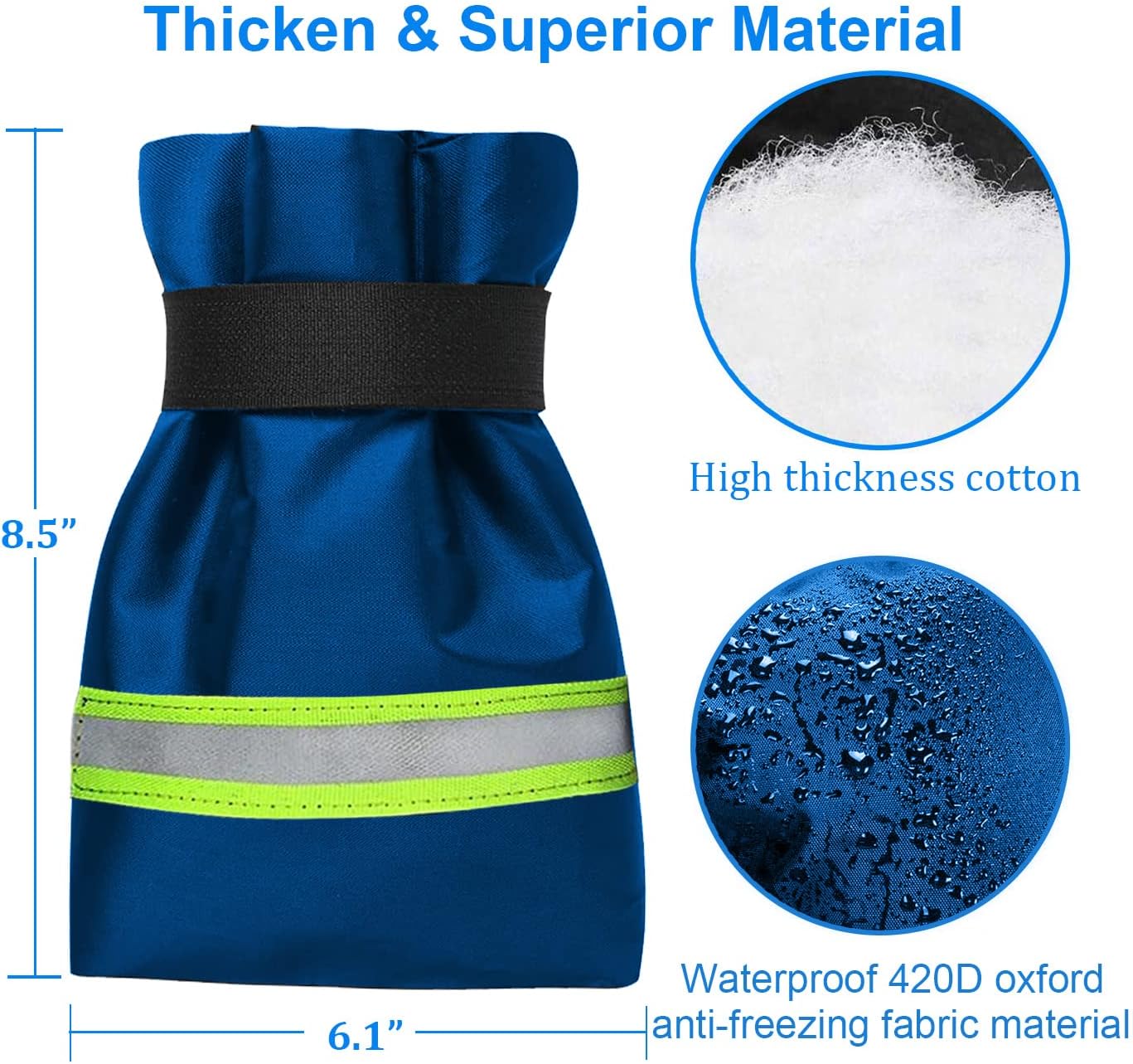 Outdoor Faucet Covers for Winter Freeze Protection, Upgraded Thicken 8.5" H x 6.1" W Outside Garden Faucet Socks for Winter Waterproof Reusable Hose Bibs Insulated Spigot Cover, 2 Pack Black