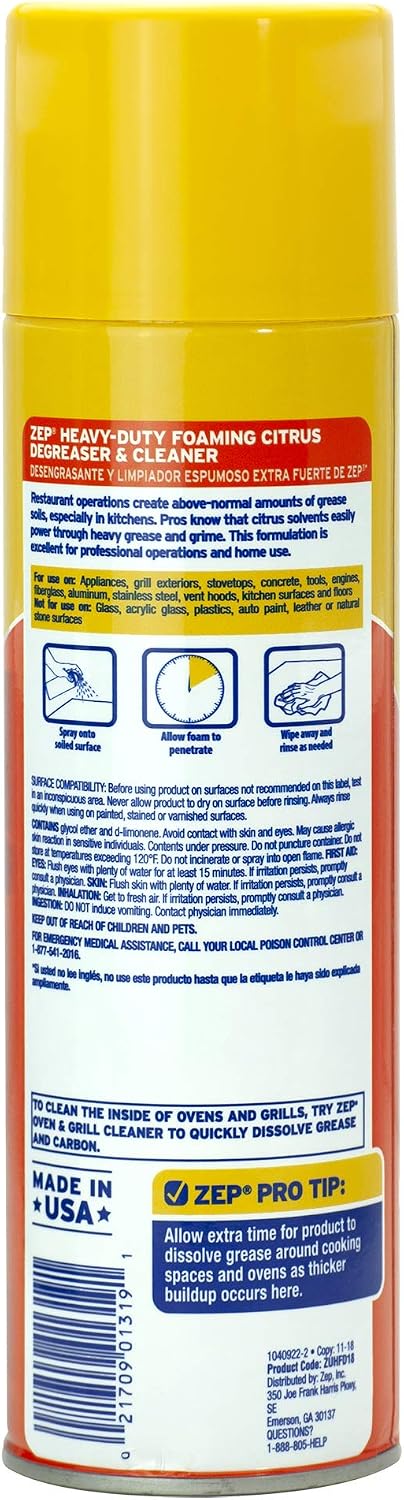 ZEP ZUHFD18 Foam Degreaser, 18 oz