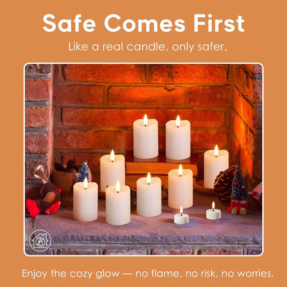 Eywamage Ivory Flameless Votive Candles with Timer Batteries, 2x3 inch Small LED Pillar Candles Flickering Set of 6