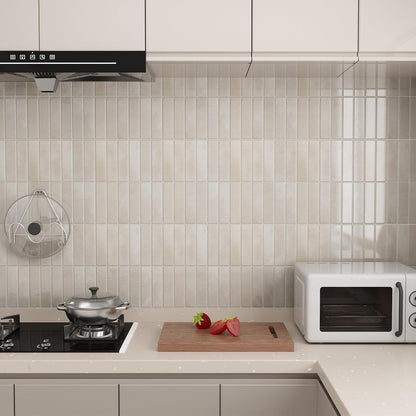 Peel and Stick Backsplash Tile for Kitchen, 10 Sheets, 11.42''x9'' | Beige Gray 3D Self Adhesive Wall Tile Back Splash for Kitchen, Bathroom, Laundry Room