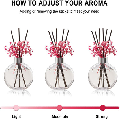 Flower Reed Diffuser Set 5.07oz Satin Rose Scent Diffuser with Sticks Home Fragrance Reed Diffuser for Bathroom Shelf Decor