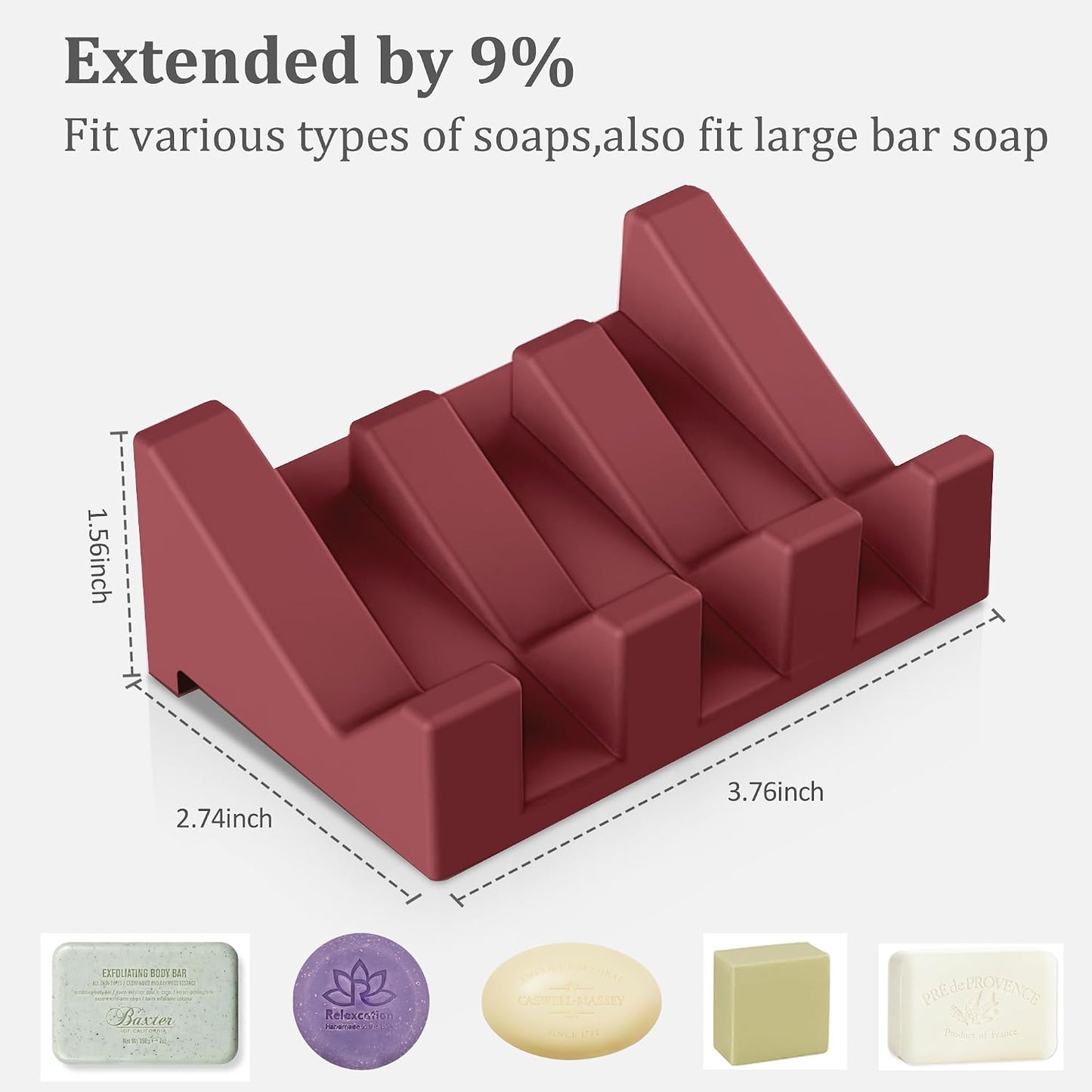 Silicone Soap Dish Set,3PCS Self Draining Soap Holder for Bar Soap | Self draining silicone soap dish with drainage,waterfall design keeps bar soap dry,extended soap holder for shower,bathroom