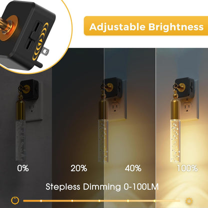 L LOHAS LED Night Light,Dimmable Night Lights Plug into Wall, 2 Pack Acrylic Nightlight with 0-100 LM Adjustable Brightness, 3000K Plug in Night Light with Dusk to Dawn Sensor, for Bathroom Hallway