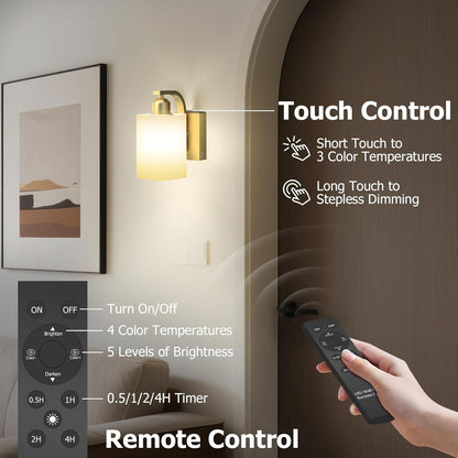 iThird Wall Sconce Battery Operated Set of 2, 6000mAh Rechargeable Wall Lights with Touch Control and Remote Control, Wireless Wall Lamps for Bedroom, Black Sconces Wall Decor for Living Room Hallway