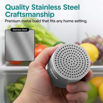 SereneLife Fridge Deodorizer & Odor Eliminator, Multi-Use Refrigerator Deodorizer Aluminum Pod for Freezer, Closet, Car, Shoes & Enclosed Spaces, Compact, Reusable & Lasts Up to 10 Years (Gray)