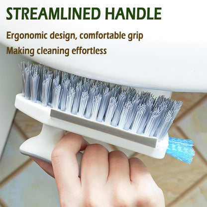 Alnorte 4 in 1 Grout Cleaning Brush with Scrape, V Shape Grout Cleaner for Tile Floors, Bathroom, Corner, Baseboard, Kitchen, Shower with Stiff Bristles (White)