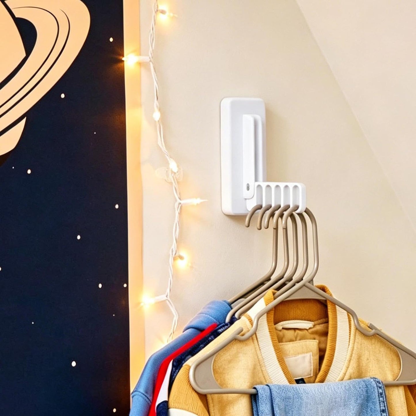 Wall Clothes Drying Rack Folding Wall Coats Hanger | Clothing Drying Hanger Rack for Laundry Bathroom Shower Balcony Apartment Dormitory College Closet Wardrobe