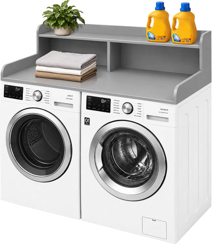 Royxen Laundry Countertop with Storage Universal Fit, Washer and Dryer Countertop with Shelf, Laundry Room Storage, 2-Tier Shelf (Walnut)