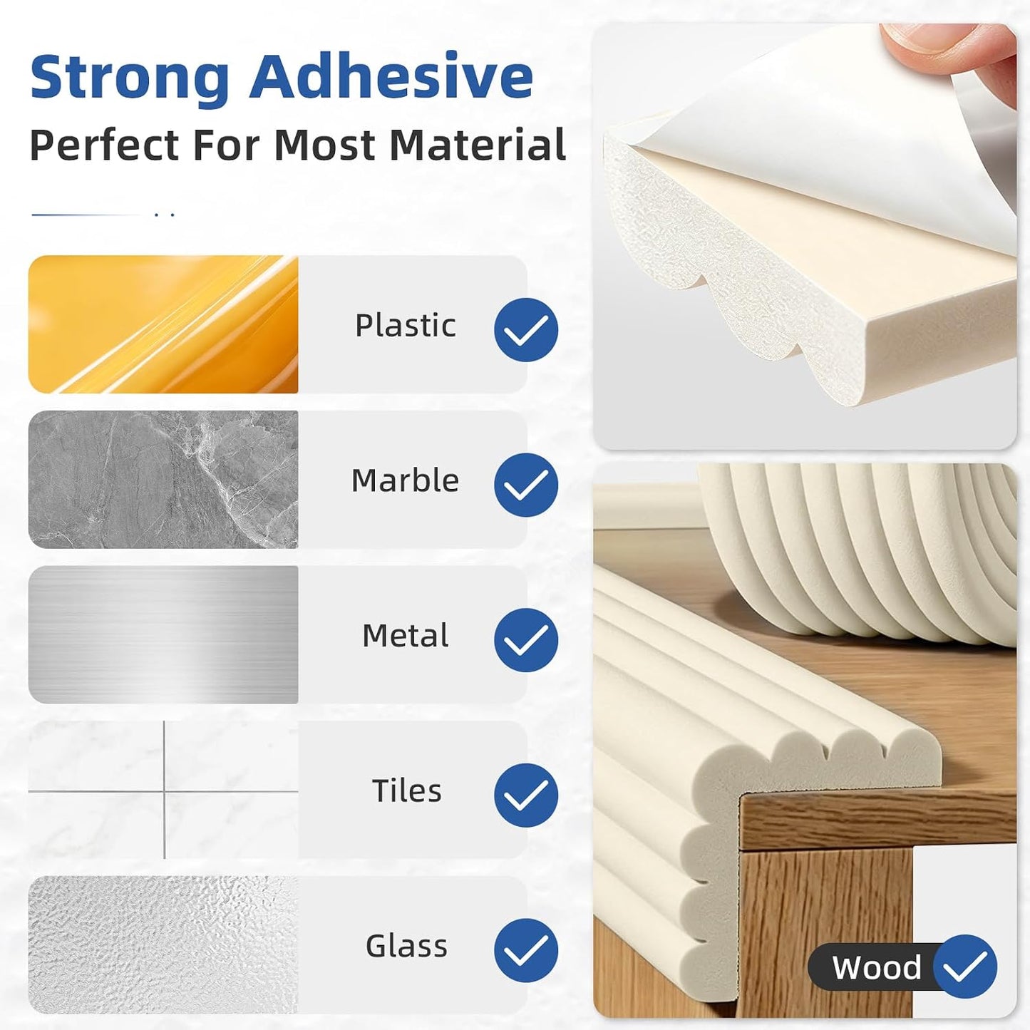 Edge Protector for Baby, Extra Wide Corner Protectors Guards, 6.5' x 3.15" | Foam Padding Furniture Corners & Edges Safety Bumper Edge Cushion for Crib, Wall, Fireplace, Off White