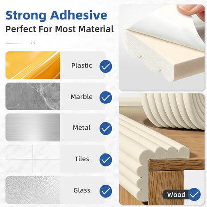 Edge Protector for Baby, Extra Wide Corner Protectors Guards, 6.5' x 3.15" | Foam Padding Furniture Corners & Edges Safety Bumper Edge Cushion for Crib, Wall, Fireplace, Off White
