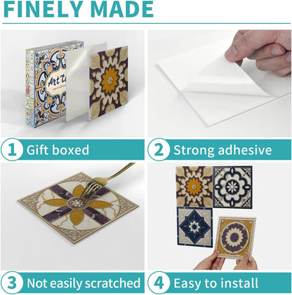 Peel and Stick Backsplash Tile Sticker for Kitchen and Bathroom Walls - 24 Removable 5.9"x5.9" Tiles, Waterproof