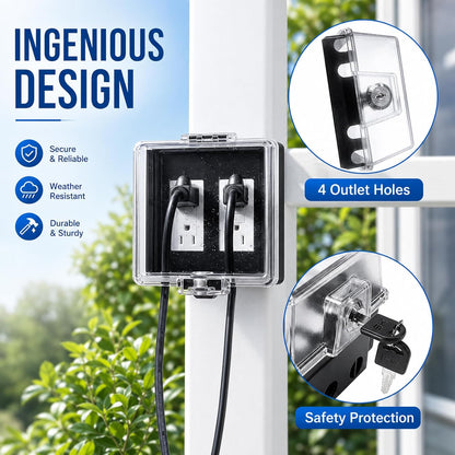 2-Gang Baby Safety Dual Outlet Cover Box - Fit 1.3“ x 2.66”, Easier Operation, Simple 4 Step Install,Provides Extra Space Inside for Plugs,Adapters,4.53" high x 4.35" Wide x 2.52" deep