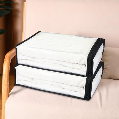 Riakrum 30 Pack Clear Zippered Storage Bags, 15x11x4 inches, Vinyl Plastic Sweater Sheet Organizers Storage Bags, PVC, for Clothes, Sheet, Blankets, Fabrics Organizers (White)
