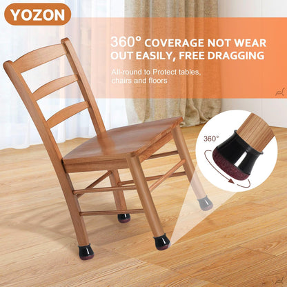 YOZON Chair Leg Floor Protectors Felt Furniture Pads Silicone Caps | Chair Leg Protectors for Hardwood Floors 32 Pack Anti-Scratch Reduce Noise Clear Round Medium Fit 3/4" to 1-3/16" (19-30mm)