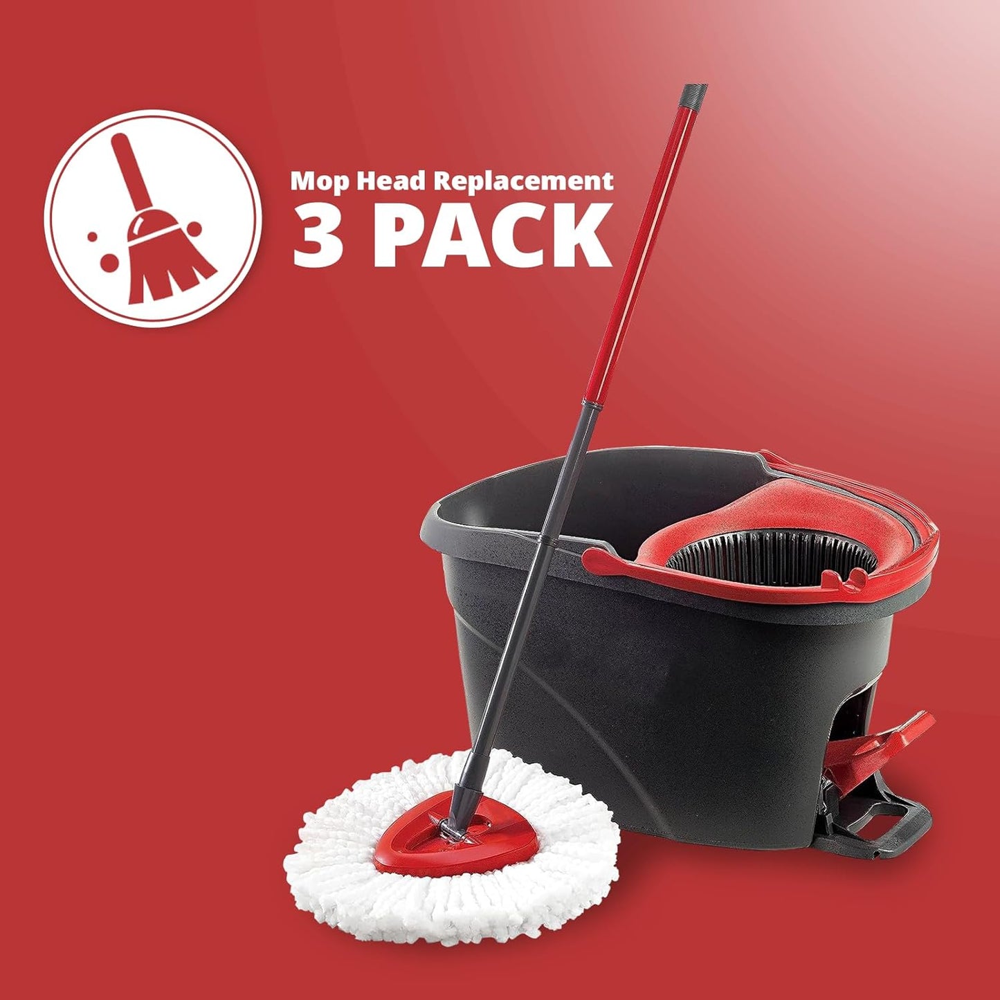 [2026 New Version] Mop Head Replacement - 40% More Cleaning Power, 3 Pack Spin Mop Replacement Head for Easy Wring 1-Tank System, Easy Cleaning, Microfiber and Machine Washable