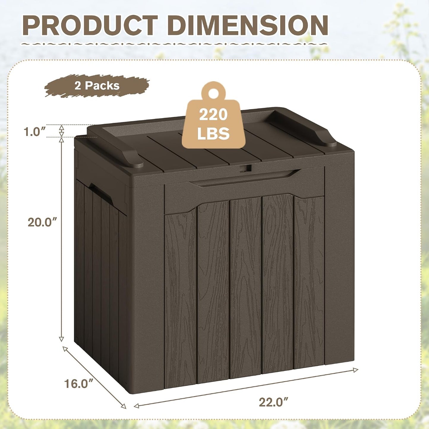 JUMMICO 31 Gallon Resin Deck Box Waterproof Indoor Outdoor Storage Boxes for Patio Furniture Cushions and Garden Tools (Brown)