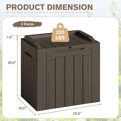 JUMMICO 31 Gallon Resin Deck Box Waterproof Indoor Outdoor Storage Boxes for Patio Furniture Cushions and Garden Tools (Brown)