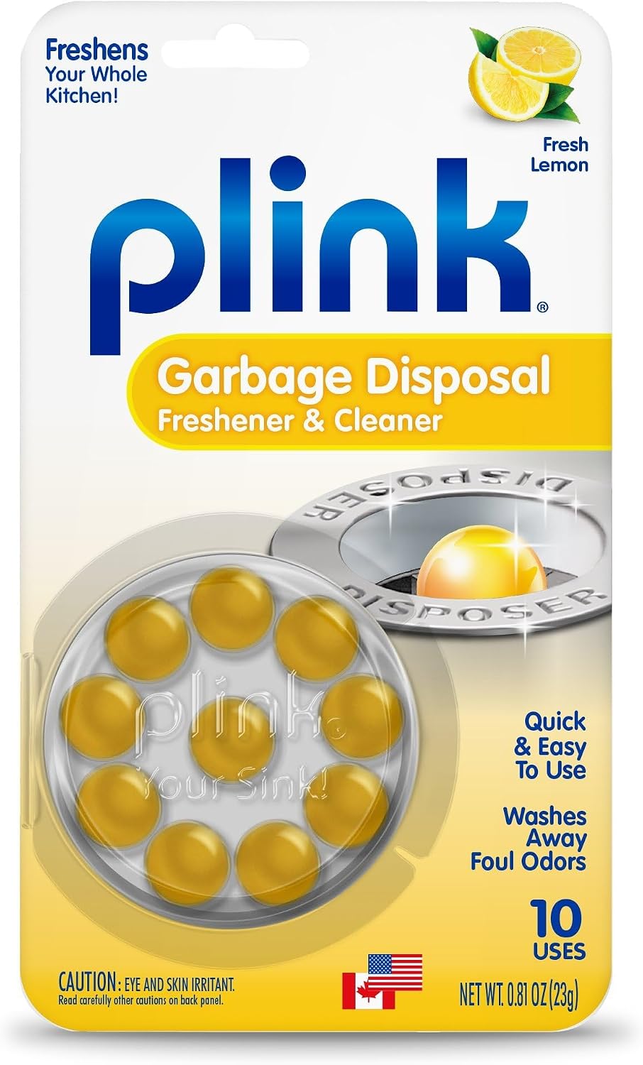 Plink Garbage Disposal Cleaner, Freshener & Odor Removing Balls, Easy to Use, Fresh Lemon Scent, 40 Count