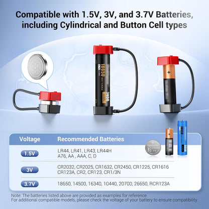 Magnetic Battery Tester for 1.5V 3V and 3.7V + CR2032 CR2025 CR2045 CR2016 Battery Case
