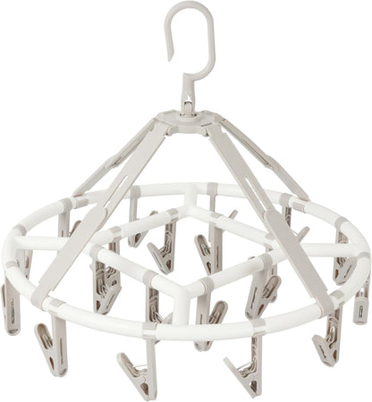 Foshine Clothes Drying Racks Foldable Clip Hangers with 20 Drying Clips | Drip Hanger Plastic Clip Hangers Plastic for Underwear Socks Bras Lingerie