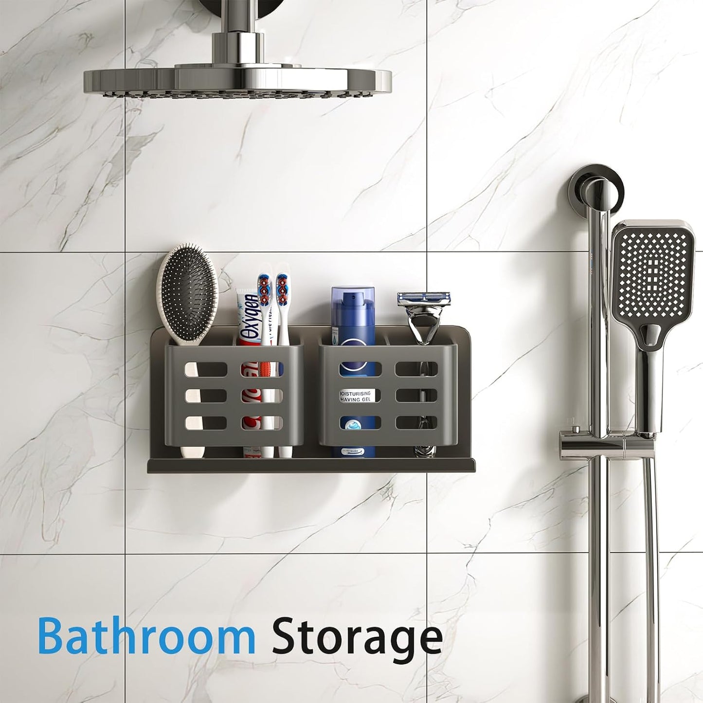 Aluminum Toothbrush Holder， Wall-Mounted，Bathroom Rack，4 Slot，Black | Bracket Shower Toothbrush Razor Holder Suitable for Toothbrush, Toothpaste, Razor and Comb etc Bathroom Storage