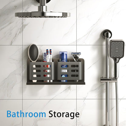 Aluminum Toothbrush Holder， Wall-Mounted，Bathroom Rack，4 Slot，Black | Bracket Shower Toothbrush Razor Holder Suitable for Toothbrush, Toothpaste, Razor and Comb etc Bathroom Storage